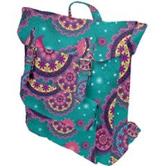 Floral Pattern Abstract Colorful Flow Oriental Spring Summer Buckle Up Backpack by Cemarart