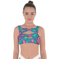 Floral Pattern Abstract Colorful Flow Oriental Spring Summer Bandaged Up Bikini Top by Cemarart