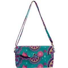 Floral Pattern Abstract Colorful Flow Oriental Spring Summer Removable Strap Clutch Bag by Cemarart