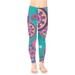 Floral Pattern Abstract Colorful Flow Oriental Spring Summer Kids  Classic Winter Leggings by Cemarart