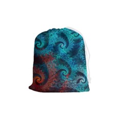 Fractal Art Spiral Ornaments Pattern Drawstring Pouch (medium)