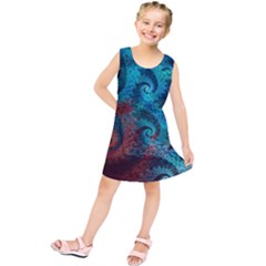 Fractal Art Spiral Ornaments Pattern Kids  Tunic Dress