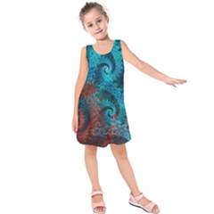 Fractal Art Spiral Ornaments Pattern Kids  Sleeveless Dress