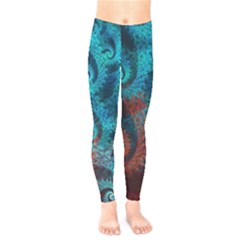 Fractal Art Spiral Ornaments Pattern Kids  Leggings