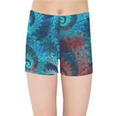 Fractal Art Spiral Ornaments Pattern Kids  Sports Shorts