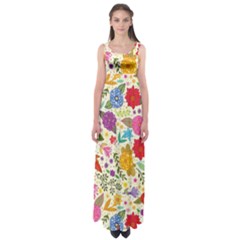 Colorful Flowers Pattern Empire Waist Maxi Dress