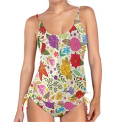 Colorful Flowers Pattern Tankini Set by Cemarart