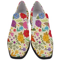 Colorful Flowers Pattern Women Slip On Heel Loafers