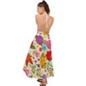 Colorful Flowers Pattern Backless Maxi Beach Dress View2