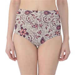 Violet Floral Pattern Flowers Vintage Flora Patterns Classic High-waist Bikini Bottoms by Cemarart