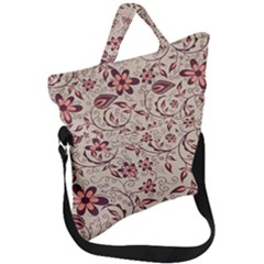 Violet Floral Pattern Flowers Vintage Flora Patterns Fold Over Handle Tote Bag by Cemarart