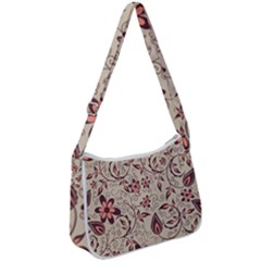 Violet Floral Pattern Flowers Vintage Flora Patterns Zip Up Shoulder Bag by Cemarart