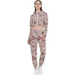 Violet Floral Pattern Flowers Vintage Flora Patterns Cropped Zip Up Lounge Set