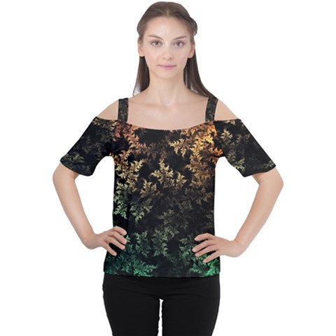 Fractal Patterns Gradient Colorful Cutout Shoulder T-shirt by Cemarart