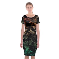 Fractal Patterns Gradient Colorful Classic Short Sleeve Midi Dress