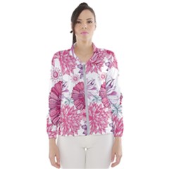 Violet Floral Pattern Women s Windbreaker