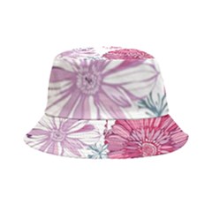 Violet Floral Pattern Inside Out Bucket Hat by Cemarart