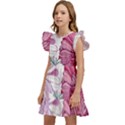 Violet Floral Pattern Kids  Winged Sleeve Dress View2