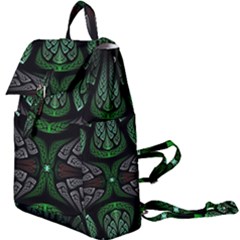 Fractal Green Black 3d Art Floral Pattern Buckle Everyday Backpack