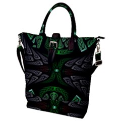 Fractal Green Black 3d Art Floral Pattern Buckle Top Tote Bag