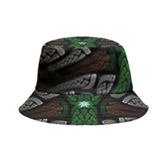 Fractal Green Black 3d Art Floral Pattern Bucket Hat by Cemarart