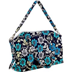 Blue Flower Floral Flora Naure Pattern Canvas Crossbody Bag by Cemarart