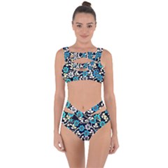 Blue Flower Floral Flora Naure Pattern Bandaged Up Bikini Set 