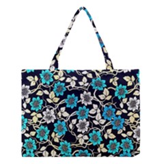 Blue Flower Floral Flora Naure Pattern Medium Tote Bag