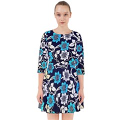 Blue Flower Floral Flora Naure Pattern Smock Dress