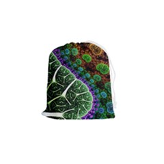 Digital Art Fractal Abstract Artwork 3d Floral Pattern Waves Vortex Sphere Nightmare Drawstring Pouch (small)