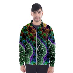 Digital Art Fractal Abstract Artwork 3d Floral Pattern Waves Vortex Sphere Nightmare Men s Windbreaker