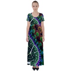 Digital Art Fractal Abstract Artwork 3d Floral Pattern Waves Vortex Sphere Nightmare High Waist Short Sleeve Maxi Dress