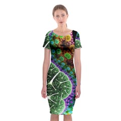 Digital Art Fractal Abstract Artwork 3d Floral Pattern Waves Vortex Sphere Nightmare Classic Short Sleeve Midi Dress