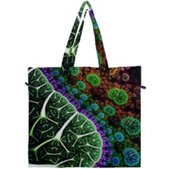 Digital Art Fractal Abstract Artwork 3d Floral Pattern Waves Vortex Sphere Nightmare Canvas Travel Bag