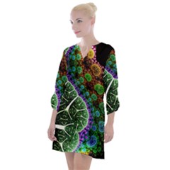 Digital Art Fractal Abstract Artwork 3d Floral Pattern Waves Vortex Sphere Nightmare Open Neck Shift Dress by Cemarart