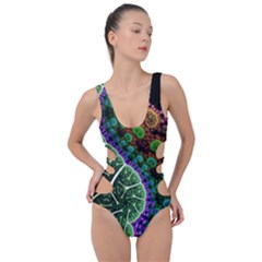 Digital Art Fractal Abstract Artwork 3d Floral Pattern Waves Vortex Sphere Nightmare Side Cut Out Swimsuit by Cemarart