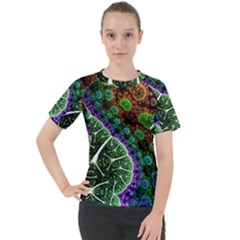 Digital Art Fractal Abstract Artwork 3d Floral Pattern Waves Vortex Sphere Nightmare Women s Sport Raglan T-Shirt