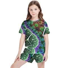 Digital Art Fractal Abstract Artwork 3d Floral Pattern Waves Vortex Sphere Nightmare Kids  T-Shirt And Sports Shorts Set