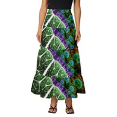 Digital Art Fractal Abstract Artwork 3d Floral Pattern Waves Vortex Sphere Nightmare Tiered Ruffle Maxi Skirt