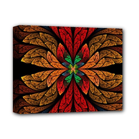 Fractal Floral Flora Ring Colorful Neon Art Deluxe Canvas 14  X 11  (stretched)