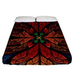 Fractal Floral Flora Ring Colorful Neon Art Fitted Sheet (california King Size)