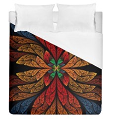 Fractal Floral Flora Ring Colorful Neon Art Duvet Cover (queen Size)