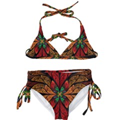 Fractal Floral Flora Ring Colorful Neon Art Kids  Classic Bikini Set