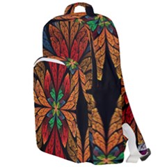 Fractal Floral Flora Ring Colorful Neon Art Double Compartment Backpack
