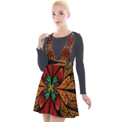 Fractal Floral Flora Ring Colorful Neon Art Plunge Pinafore Velour Dress