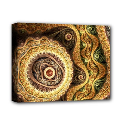 Fractal Floral Ornament Wave Vintage Retro Deluxe Canvas 14  X 11  (stretched)