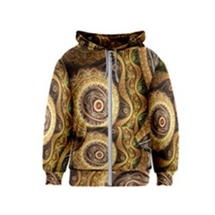 Fractal Floral Ornament Wave Vintage Retro Kids  Zipper Hoodie by Cemarart