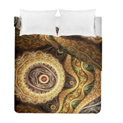 Fractal Floral Ornament Wave Vintage Retro Duvet Cover Double Side (full/ Double Size)