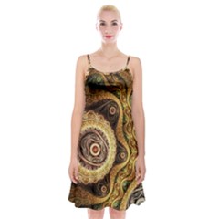 Fractal Floral Ornament Wave Vintage Retro Spaghetti Strap Velvet Dress