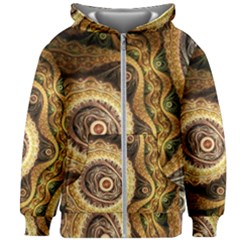 Fractal Floral Ornament Wave Vintage Retro Kids  Zipper Hoodie Without Drawstring by Cemarart